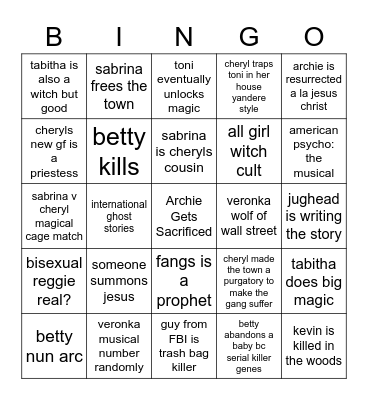 Rivervale S6 Bingo Card