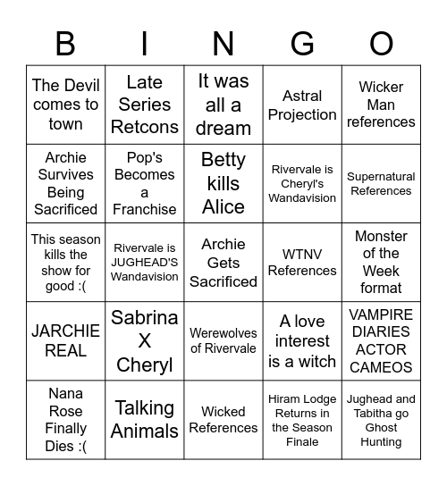 Rivervale Season 6 Bingo Card