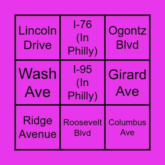 The Philadelphia Citizen Pothole Bingo Card