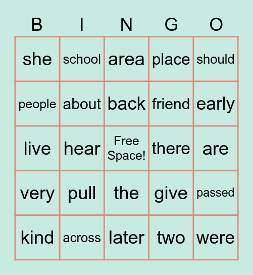Irregular Word Bingo! Bingo Card
