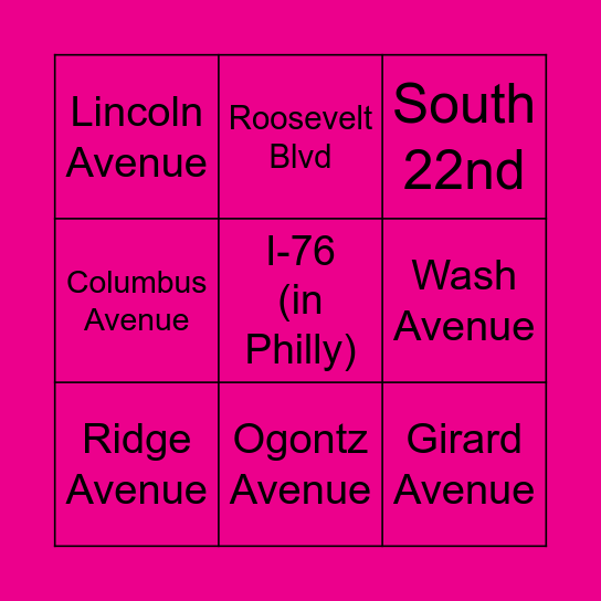 The Philadelphia Citizen Pothole Bingo Card