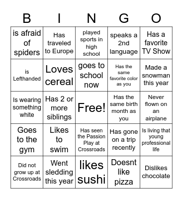 HELLO Bingo Card