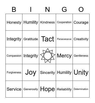 Ayyam-i-Ha Bingo Card