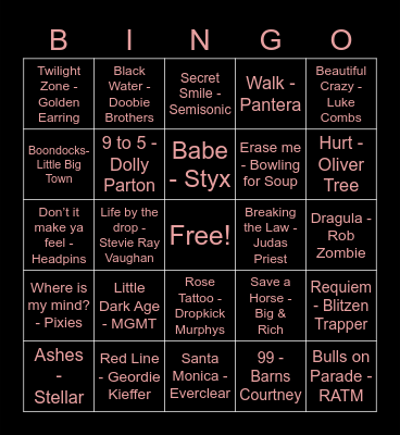 Spotify Shuffle Bingo Card
