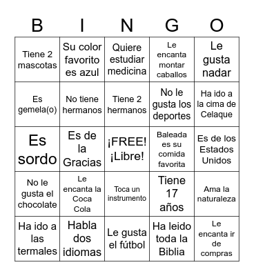 Busca una persona que.... Bingo Card