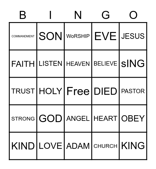 GOD’S LOVE Bingo Card