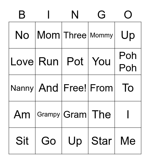 Family Bingo Card