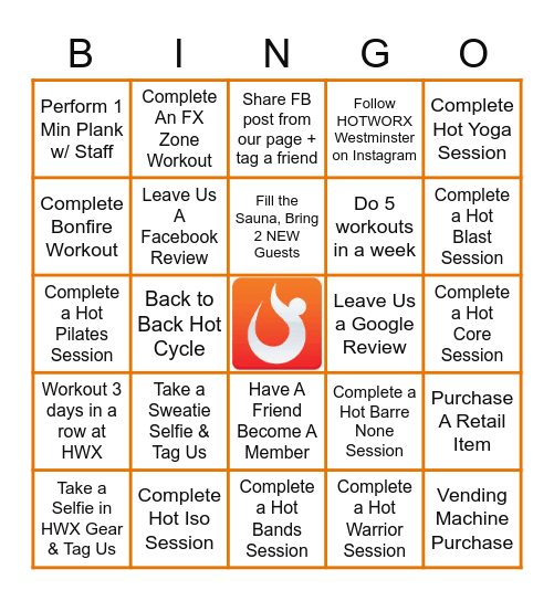 HOTWORX BINGO Card