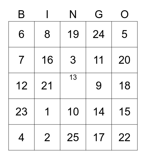 Dee's Bridal Shower Bingo Card