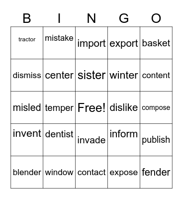 VC.CV Bingo Card
