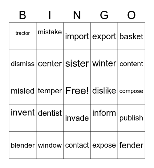 VC.CV Bingo Card