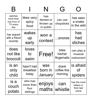 Find someone who... Bingo Card
