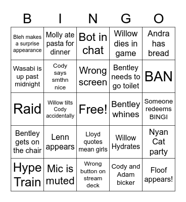 Stream Bingo Card