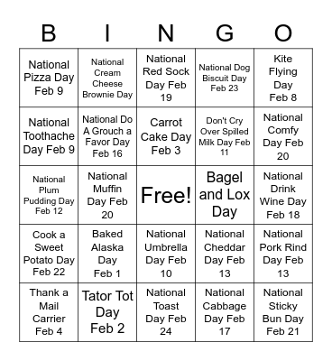 February Days to Remember? Bingo Card