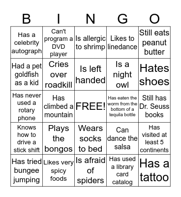 PEOPLE BINGO Card