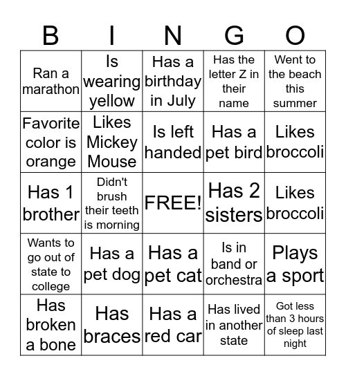 Mrs. Villarreal's Bingo Card