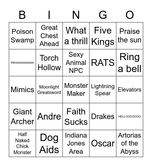 Elden Ring Bingo Card