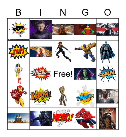 SUPER HERO Bingo Card