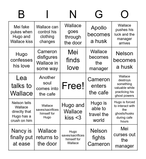 Under the Whispering Door Bingo Card