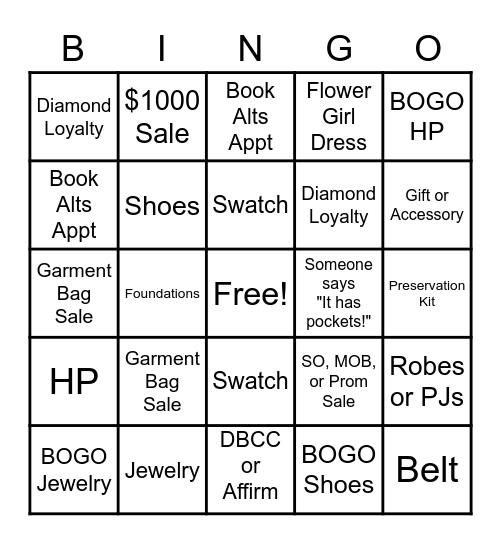 H2T Bingo Card