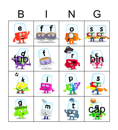 Alphablocks Phase 2 Bingo Card
