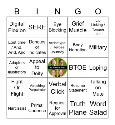 Behavior Panel Bingo - K Bingo Card
