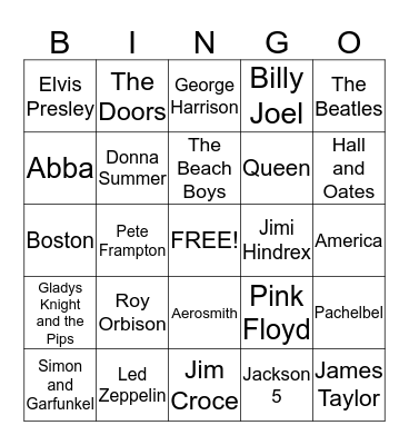 Music Bingo Card