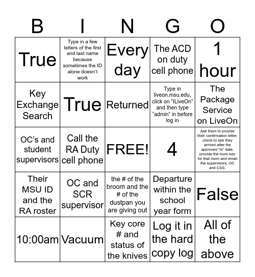 Untitled Bingo Card