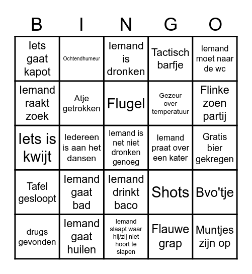 Zeeland bingo Card