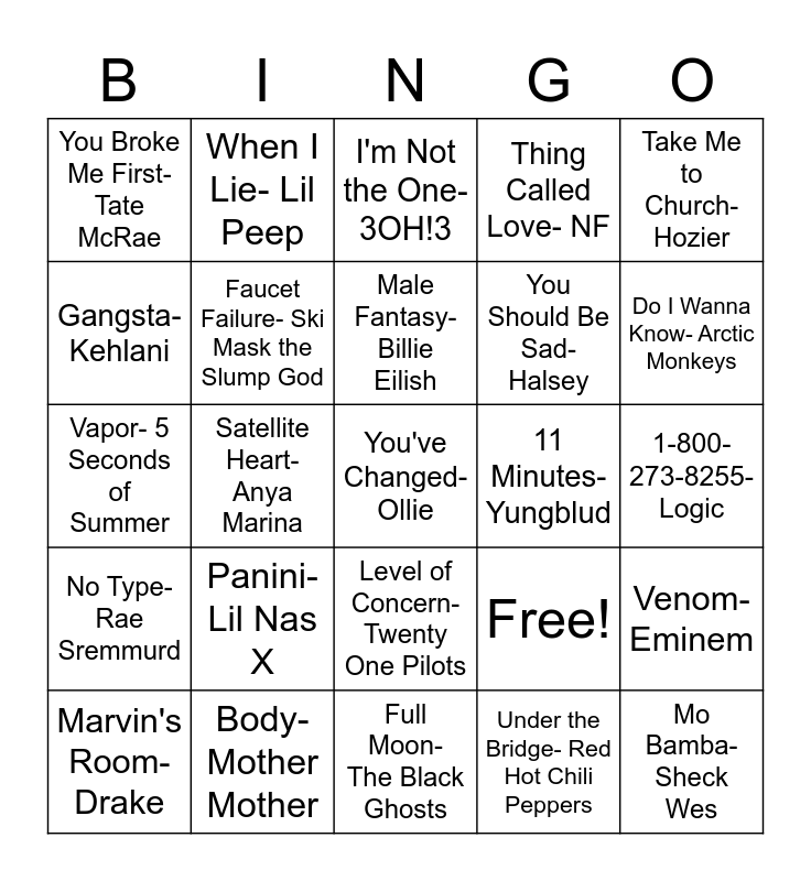 Shuffle Bingo Card