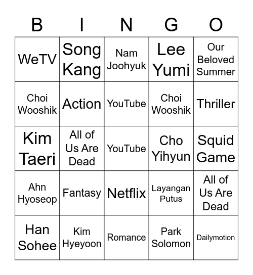 aisukiubu's Bingo! Bingo Card