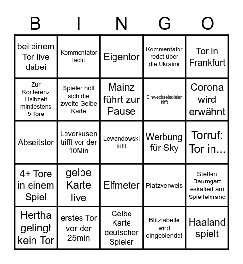 Bundesliga Konferenz 26.09 Bingo Card