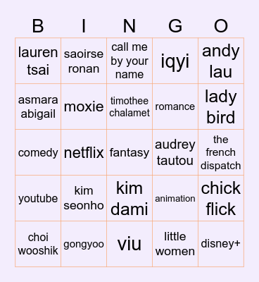 Lauren’s Bingo Card