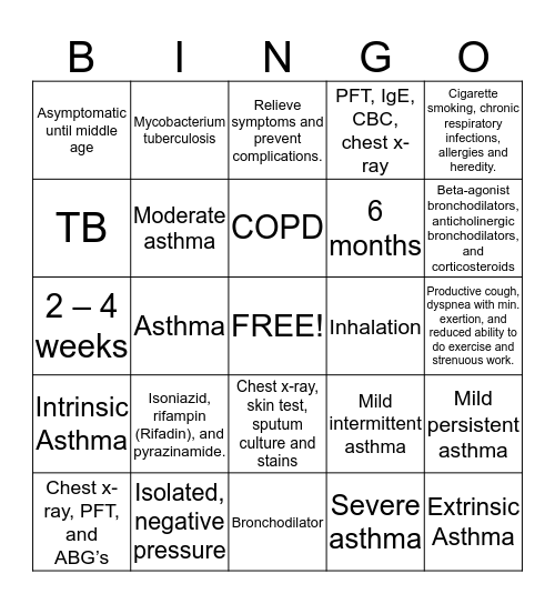 To breathe or not to breathe... Bingo Card