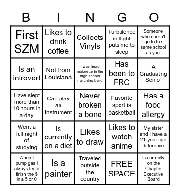 NSBE FUN FACTS! Bingo Card