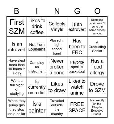 NSBE FUN FACTS! Bingo Card