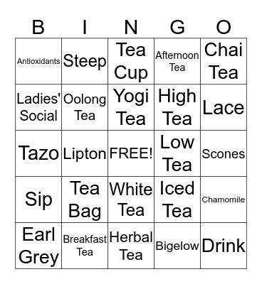 Tea Bingo Card