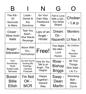 Oddly Specific Playlist Bingo Card