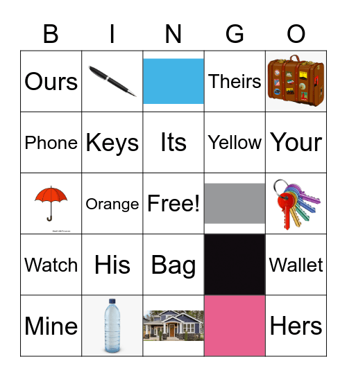 My Things Bingo Card