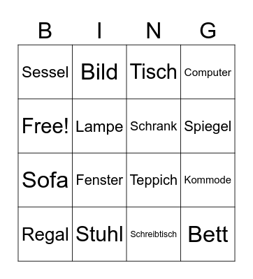 die Mobel Bingo Card