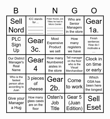 Micro Center Bingo Sales Bingo Card