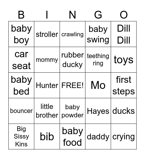Baby Sharp Bingo Card