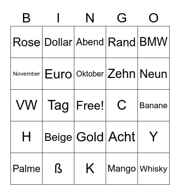 Artikel-Bingo Card