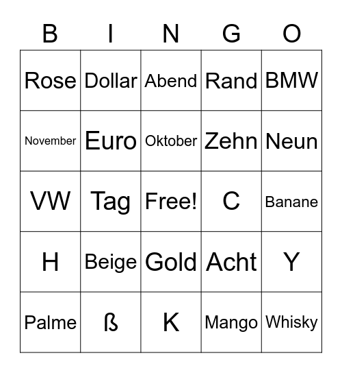 Artikel-Bingo Card