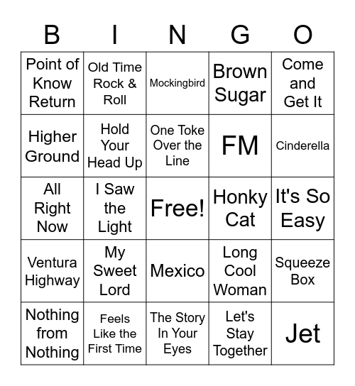 The 70's #1 Bingo Card