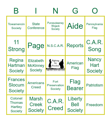 Fighting for Freedom Bingo Card