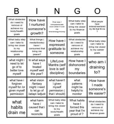 February -Vision Board Prompt Bingo Card