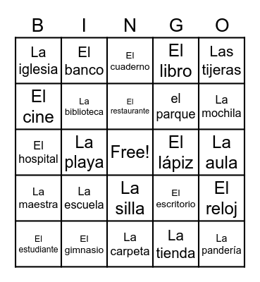 La escuela / La ciudad Bingo Card