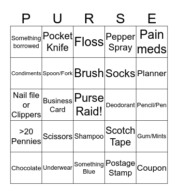 Purse Raid Bingo! Bingo Card