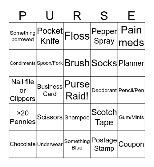 Purse Raid Bingo! Bingo Card